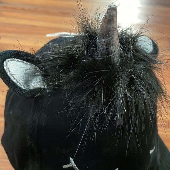Spooky Streets Black Velour Unicorn Cap Hat OS NEW Halloween Costume Dress-Up - Picture 5 of 9